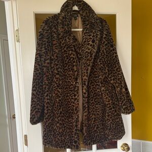 Torrid Brown Leopard Faux Fur Teddy Jacket